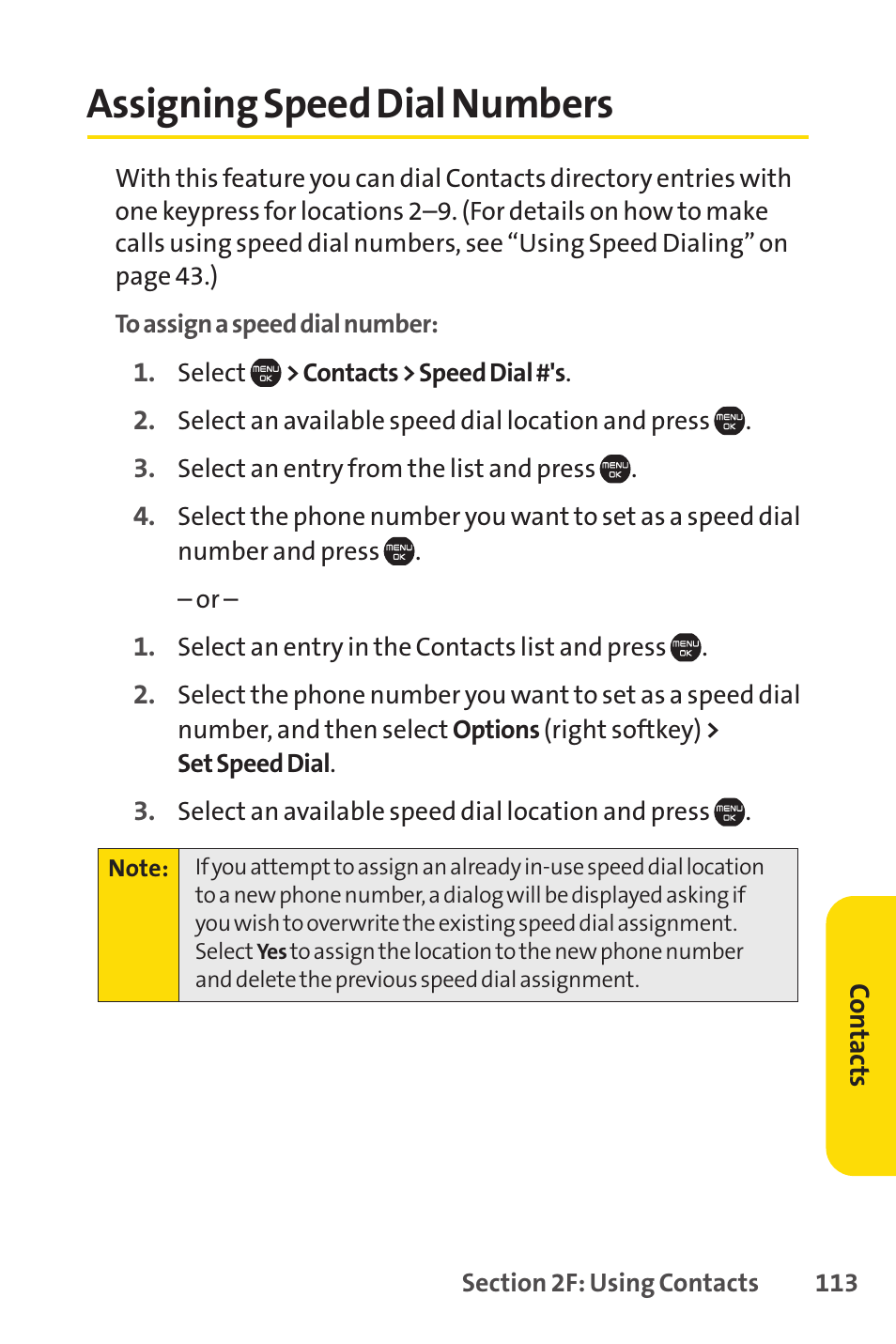 Assigning speed dial numbers | Sprint Nextel Cell Phone User Manual | Page 131 / 336