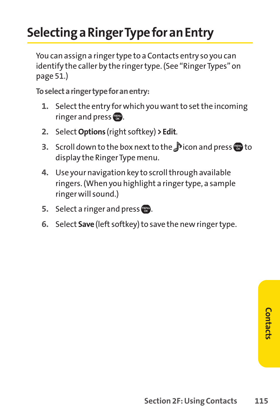 Selecting a ringer type for an entry | Sprint Nextel Cell Phone User Manual | Page 133 / 336