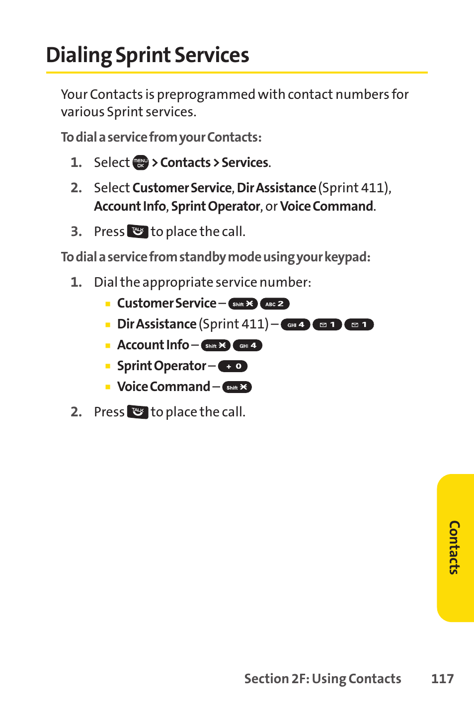 Dialing sprint services | Sprint Nextel Cell Phone User Manual | Page 135 / 336