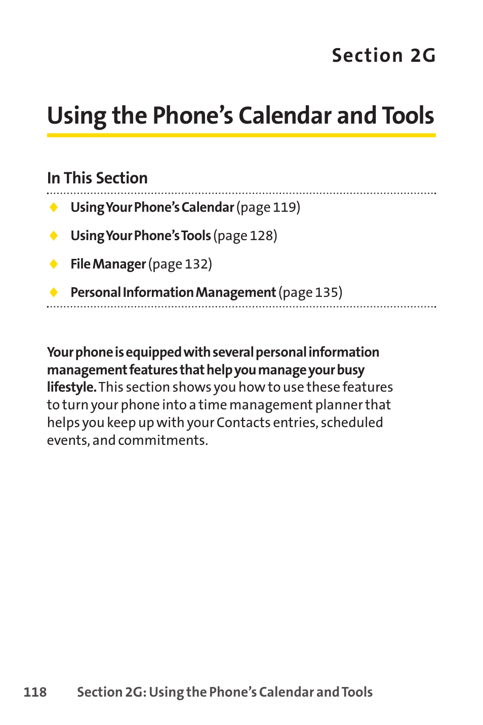 Using the phone’s calendar and tools, 2g. using the phone’s calendar and tools | Sprint Nextel Cell Phone User Manual | Page 136 / 336