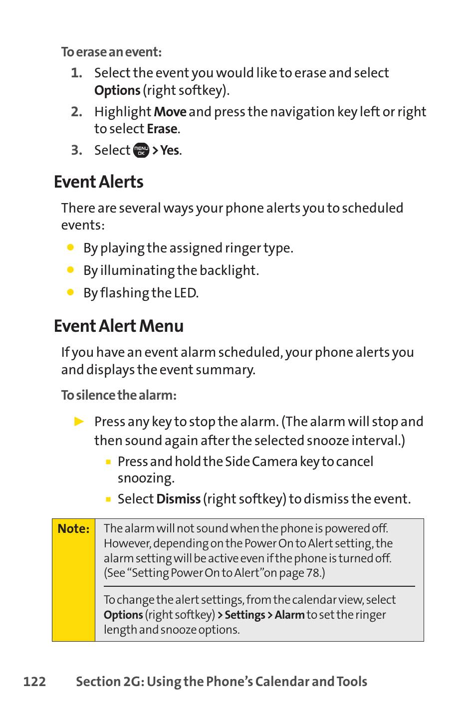 Event alerts, Event alert menu | Sprint Nextel Cell Phone User Manual | Page 140 / 336