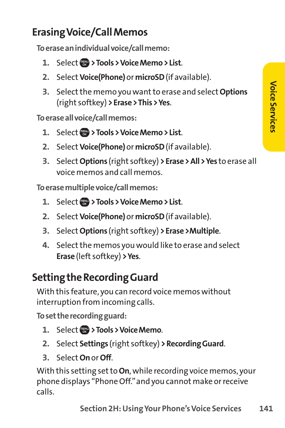 Setting the recording guard | Sprint Nextel Cell Phone User Manual | Page 159 / 336