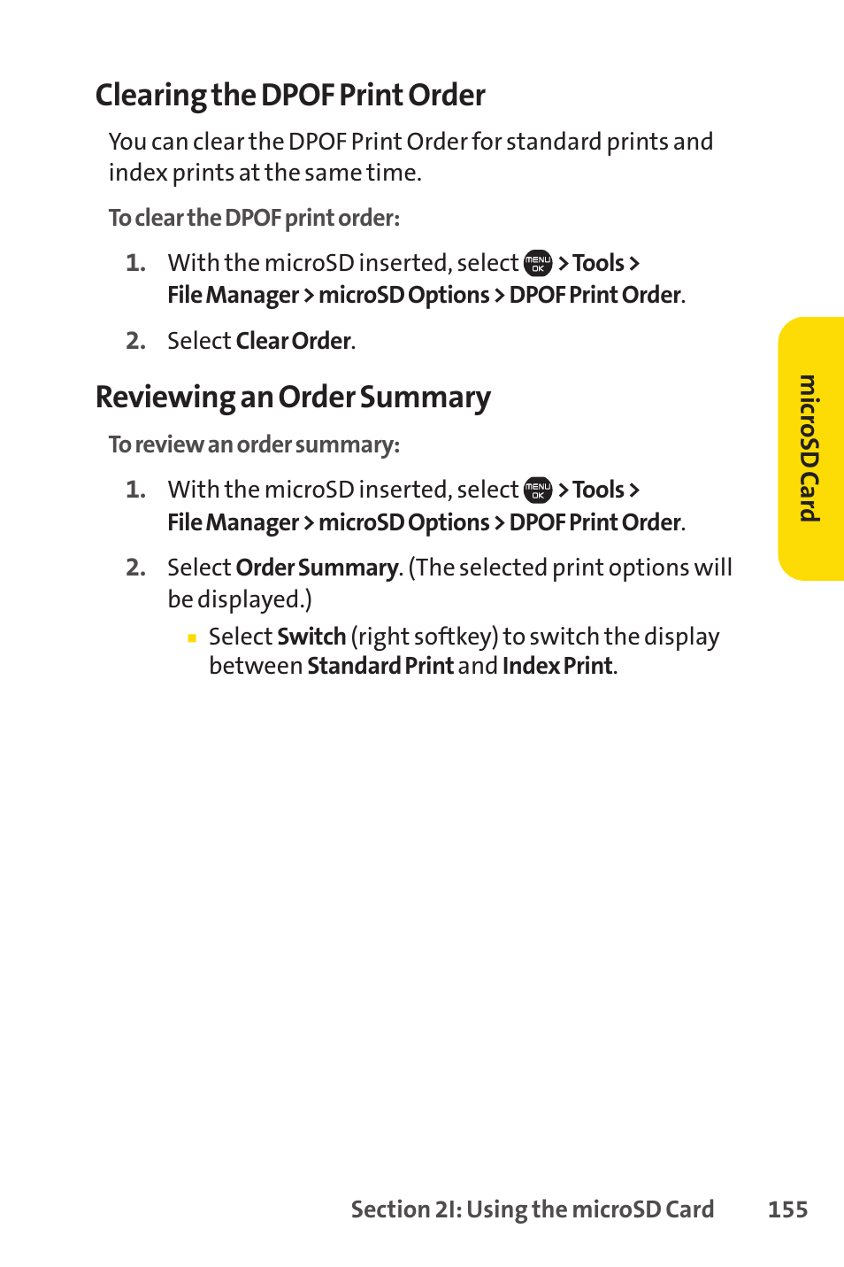 Clearing the dpof print order, Reviewing an order summary | Sprint Nextel Cell Phone User Manual | Page 173 / 336