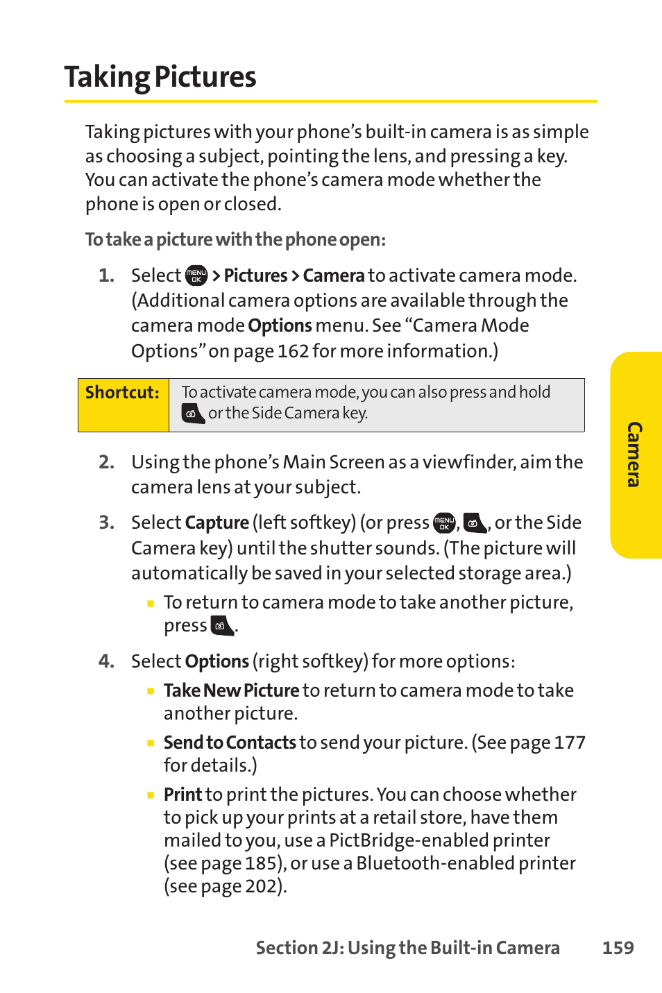 Taking pictures | Sprint Nextel Cell Phone User Manual | Page 177 / 336