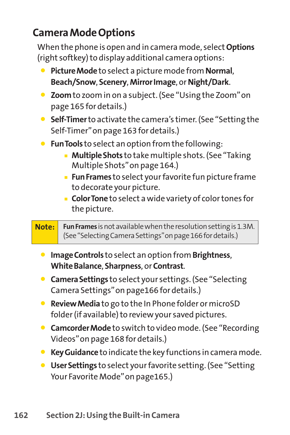Camera mode options, Fun tools to select an option from the following | Sprint Nextel Cell Phone User Manual | Page 180 / 336