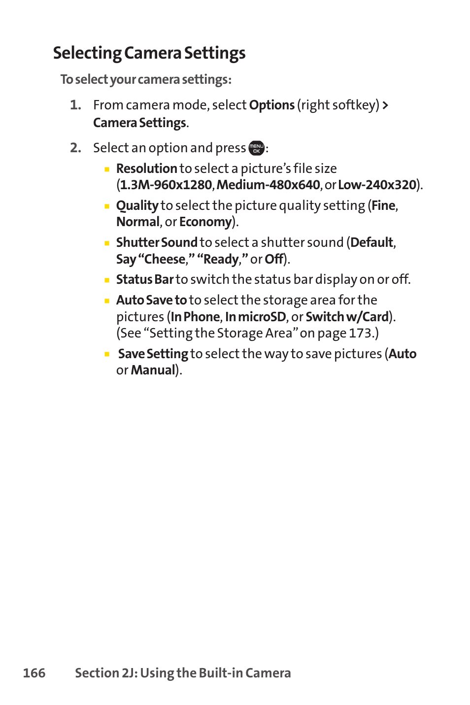 Selecting camera settings | Sprint Nextel Cell Phone User Manual | Page 184 / 336