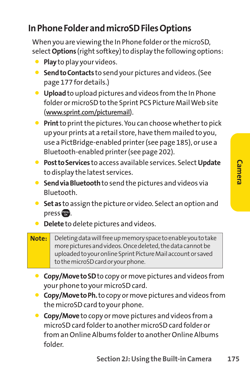 Ca m er a | Sprint Nextel Cell Phone User Manual | Page 193 / 336