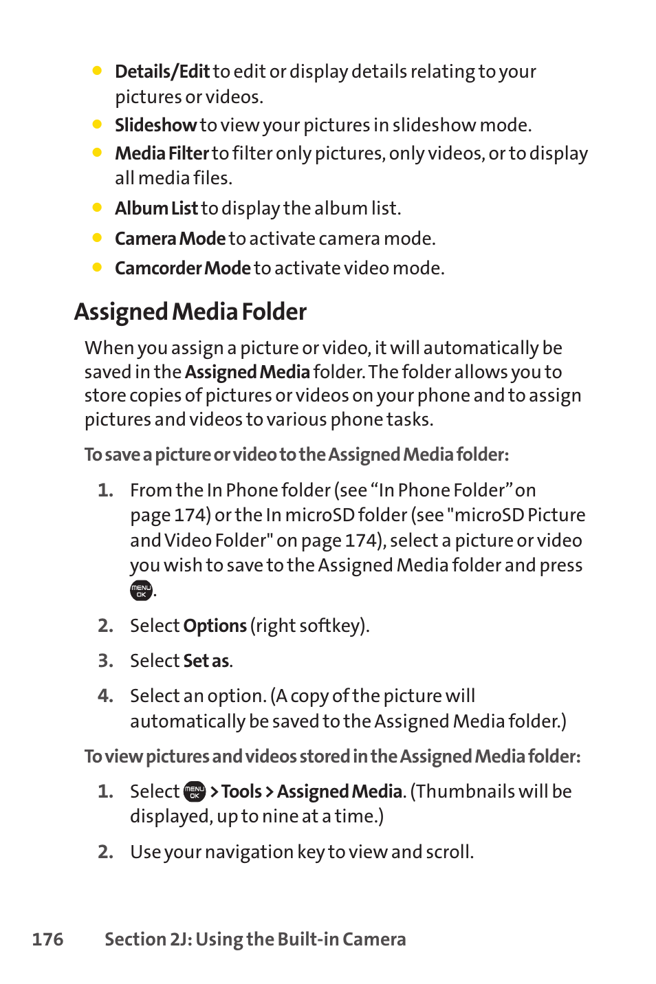 Assigned media folder | Sprint Nextel Cell Phone User Manual | Page 194 / 336