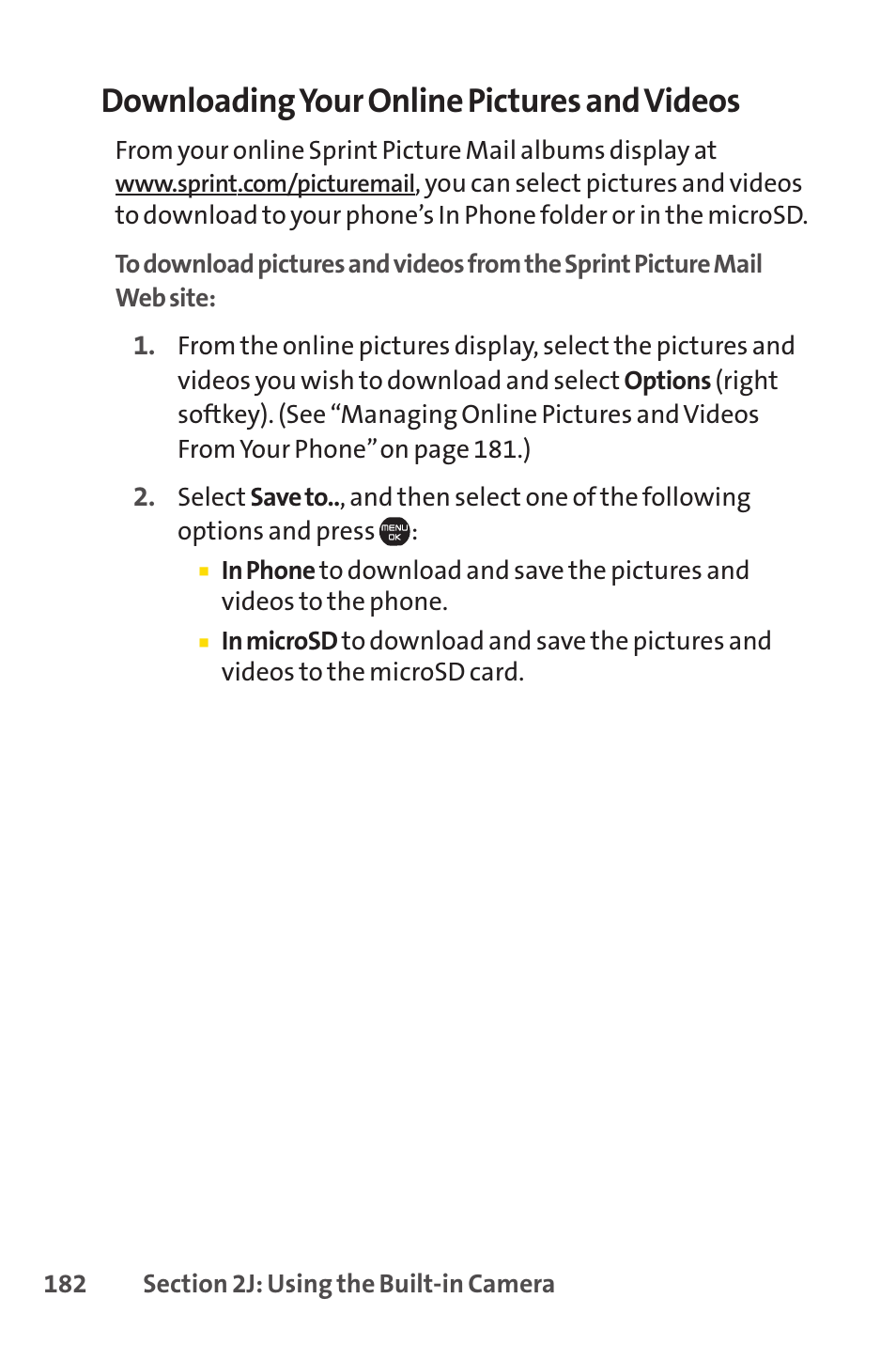 Downloading your online pictures and videos | Sprint Nextel Cell Phone User Manual | Page 200 / 336