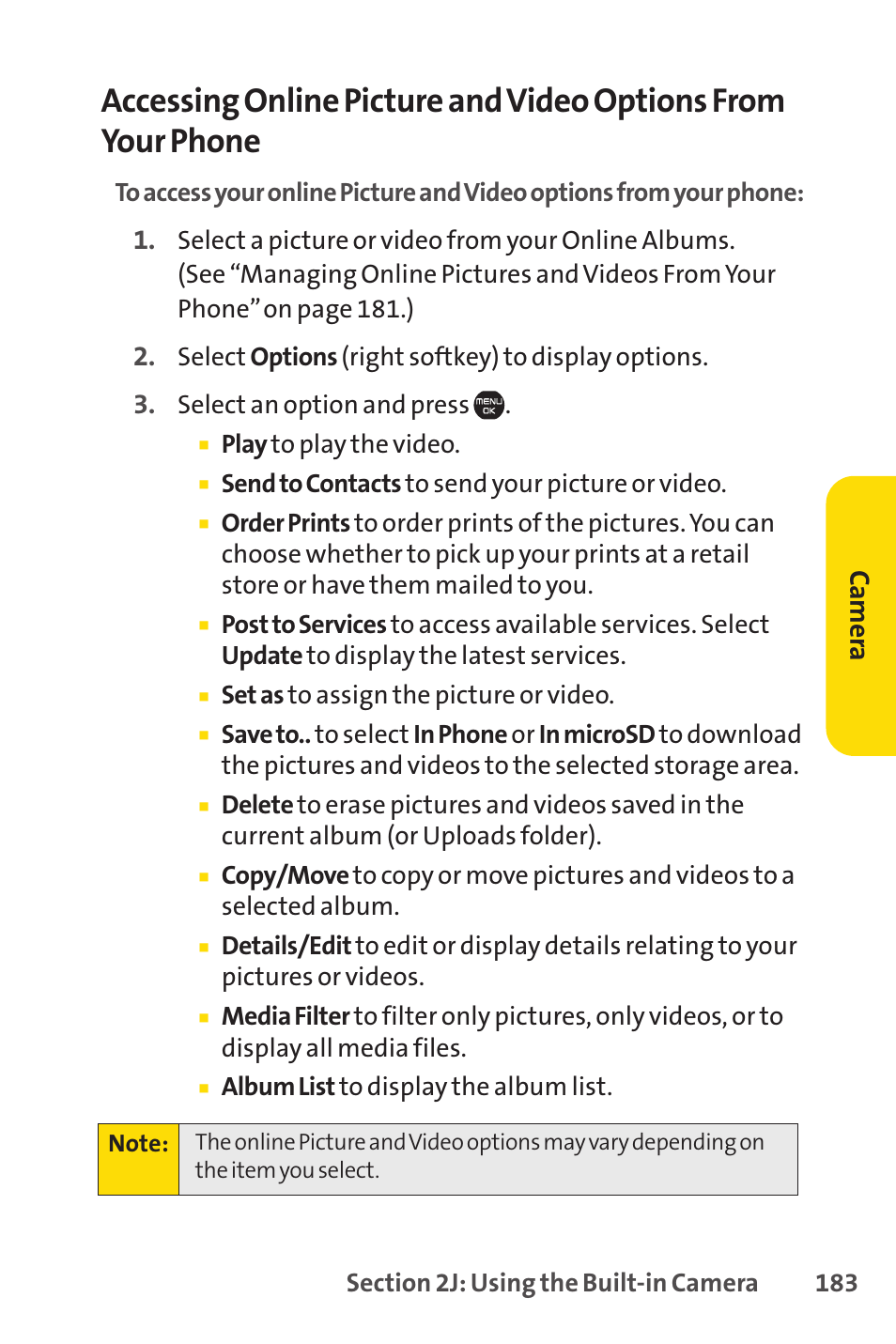 Ca m er a | Sprint Nextel Cell Phone User Manual | Page 201 / 336