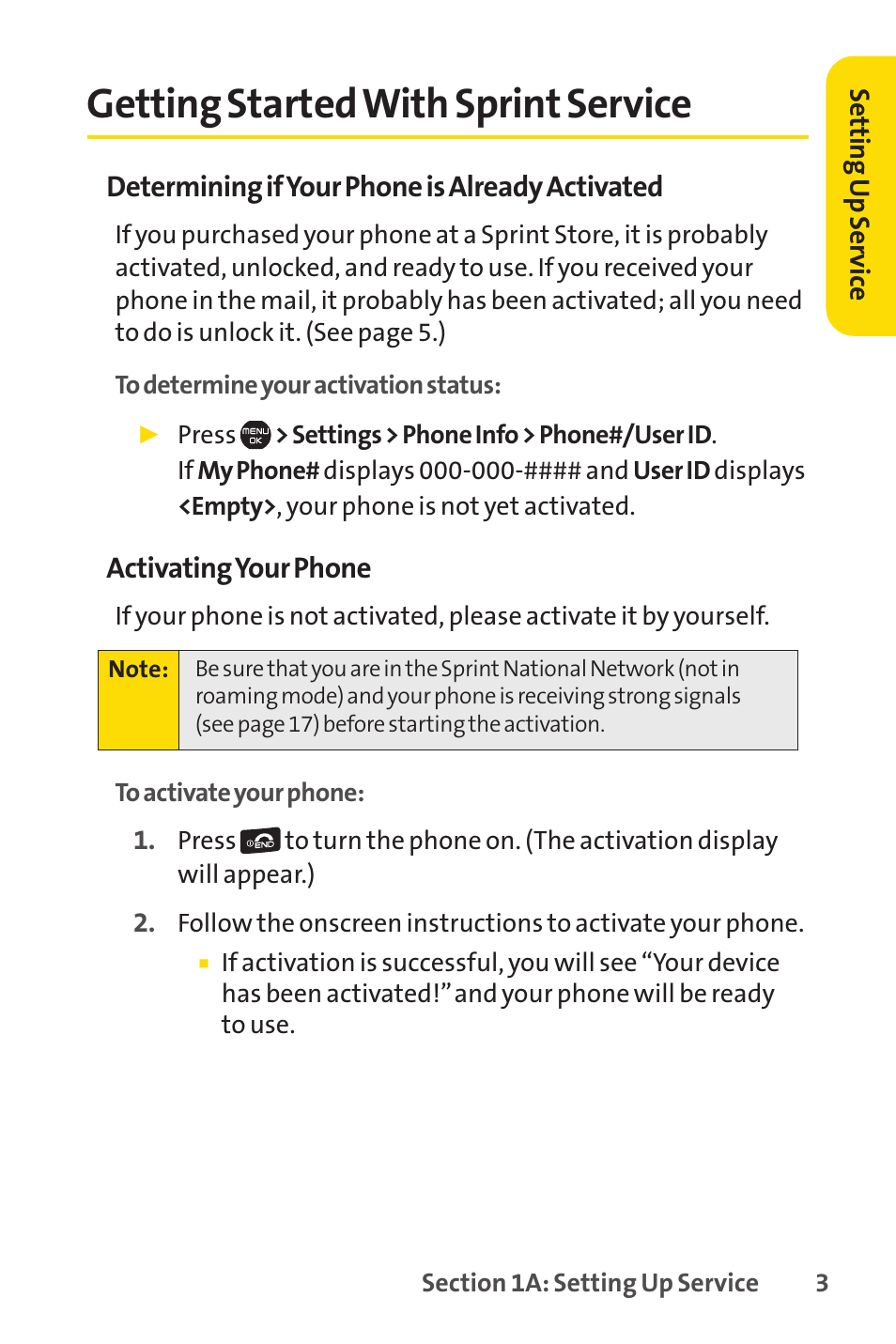 Getting started with sprint service | Sprint Nextel Cell Phone User Manual | Page 21 / 336