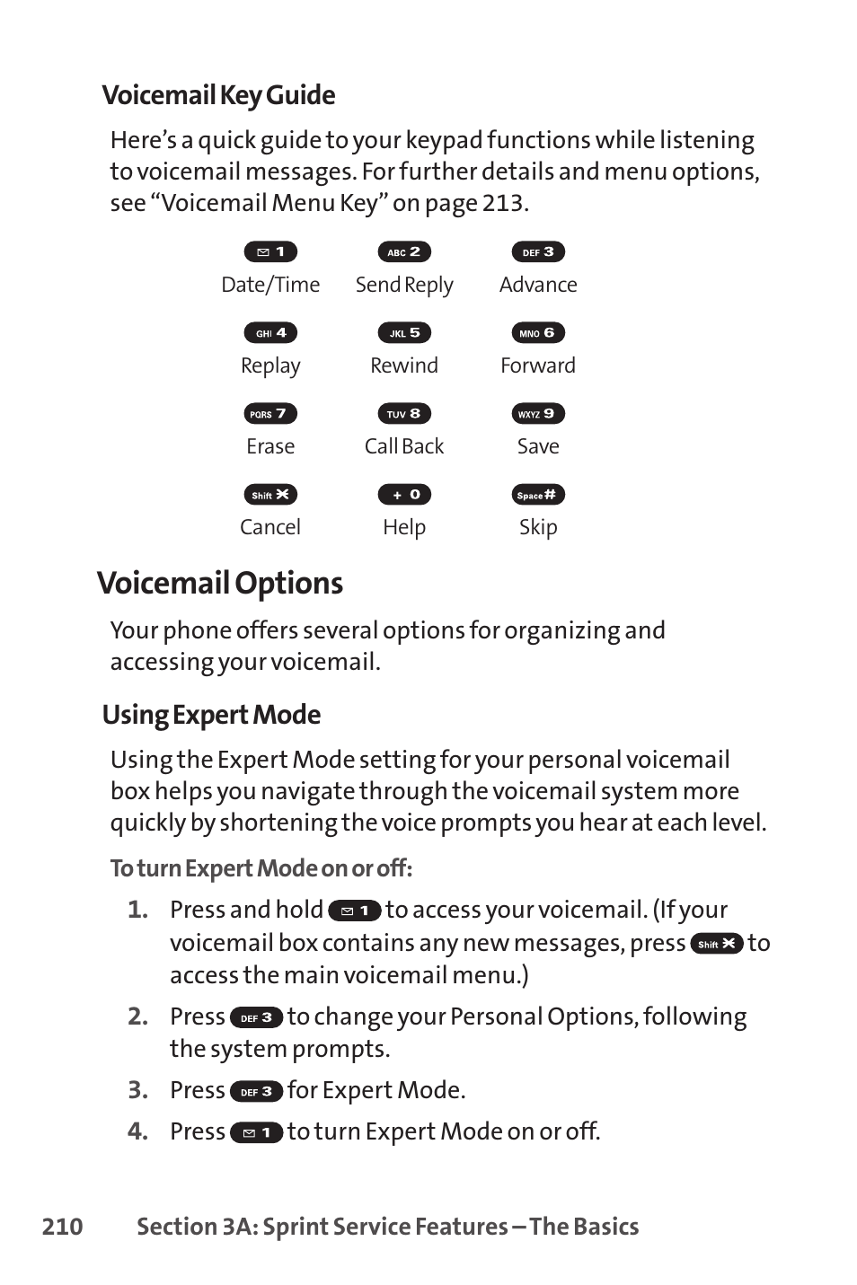 Voicemail options | Sprint Nextel Cell Phone User Manual | Page 228 / 336
