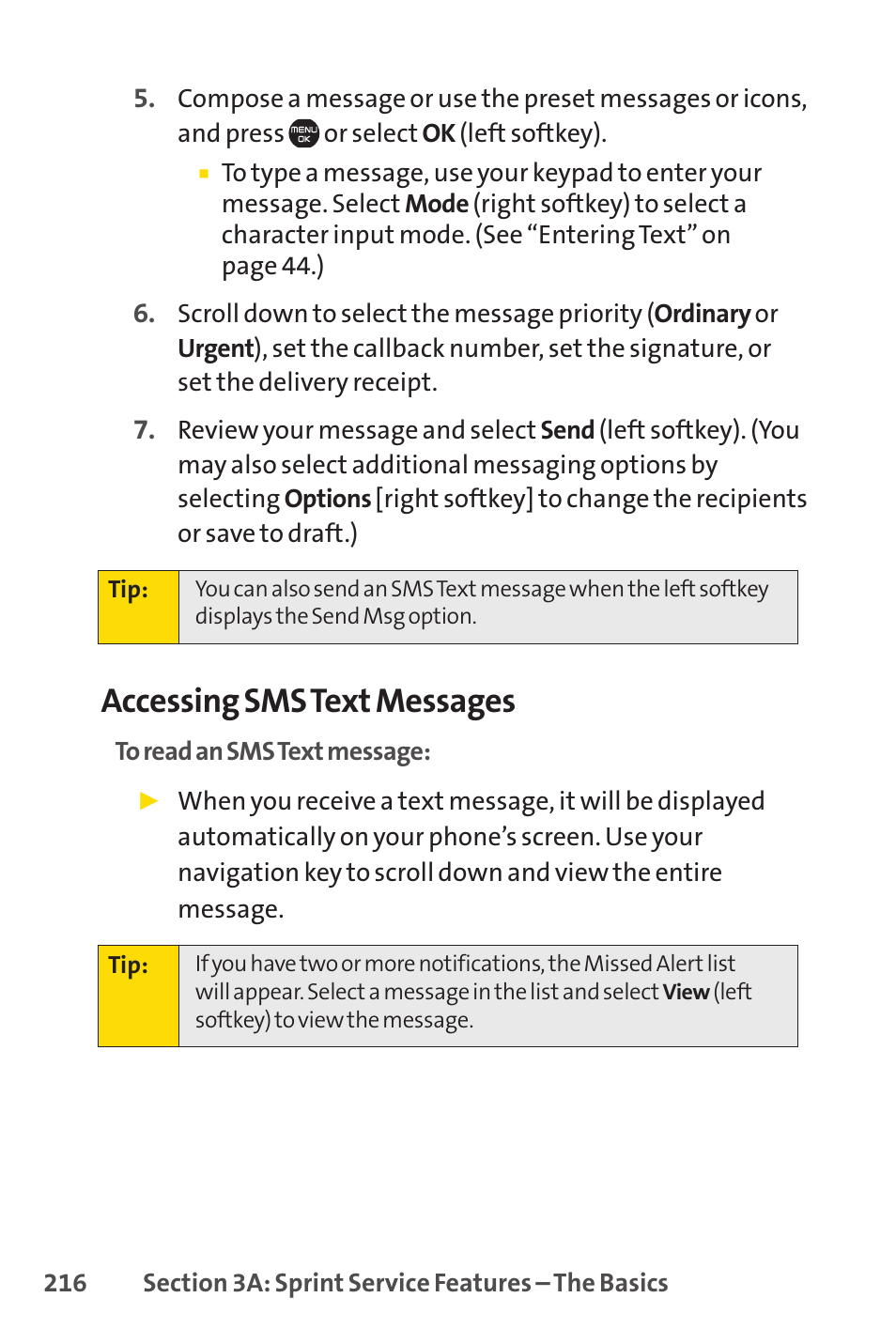 Accessing sms text messages | Sprint Nextel Cell Phone User Manual | Page 234 / 336