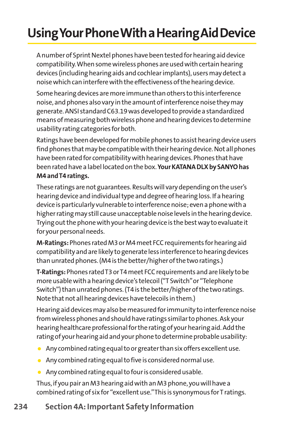 Using your phone with a hearing aid device | Sprint Nextel Cell Phone User Manual | Page 252 / 336