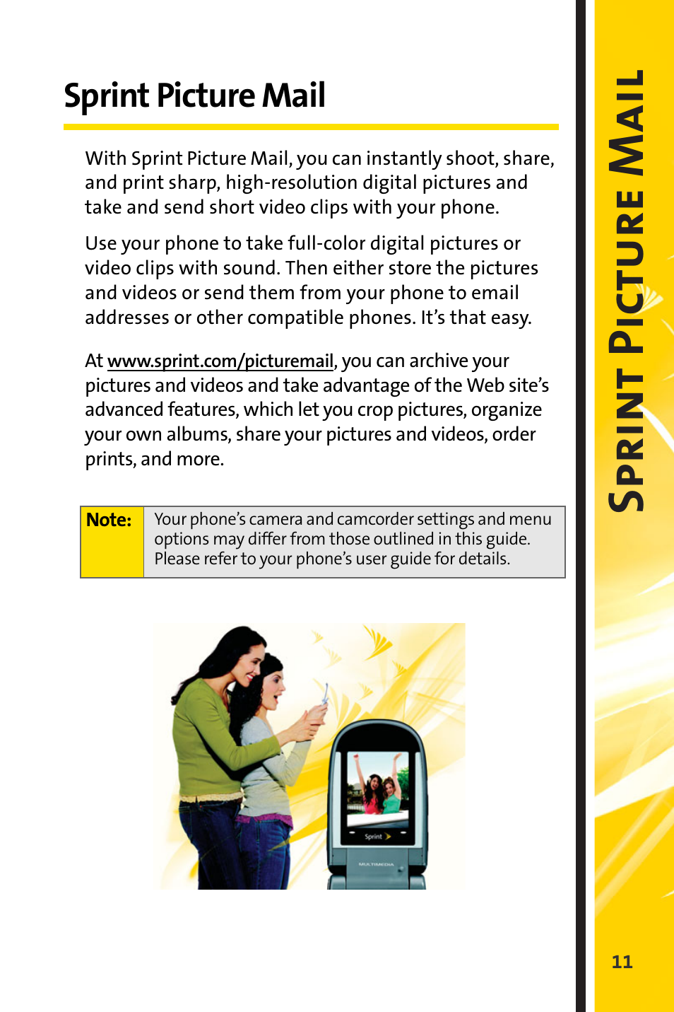 Sprint picture mail, Spri nt picture mai l | Sprint Nextel Cell Phone User Manual | Page 283 / 336