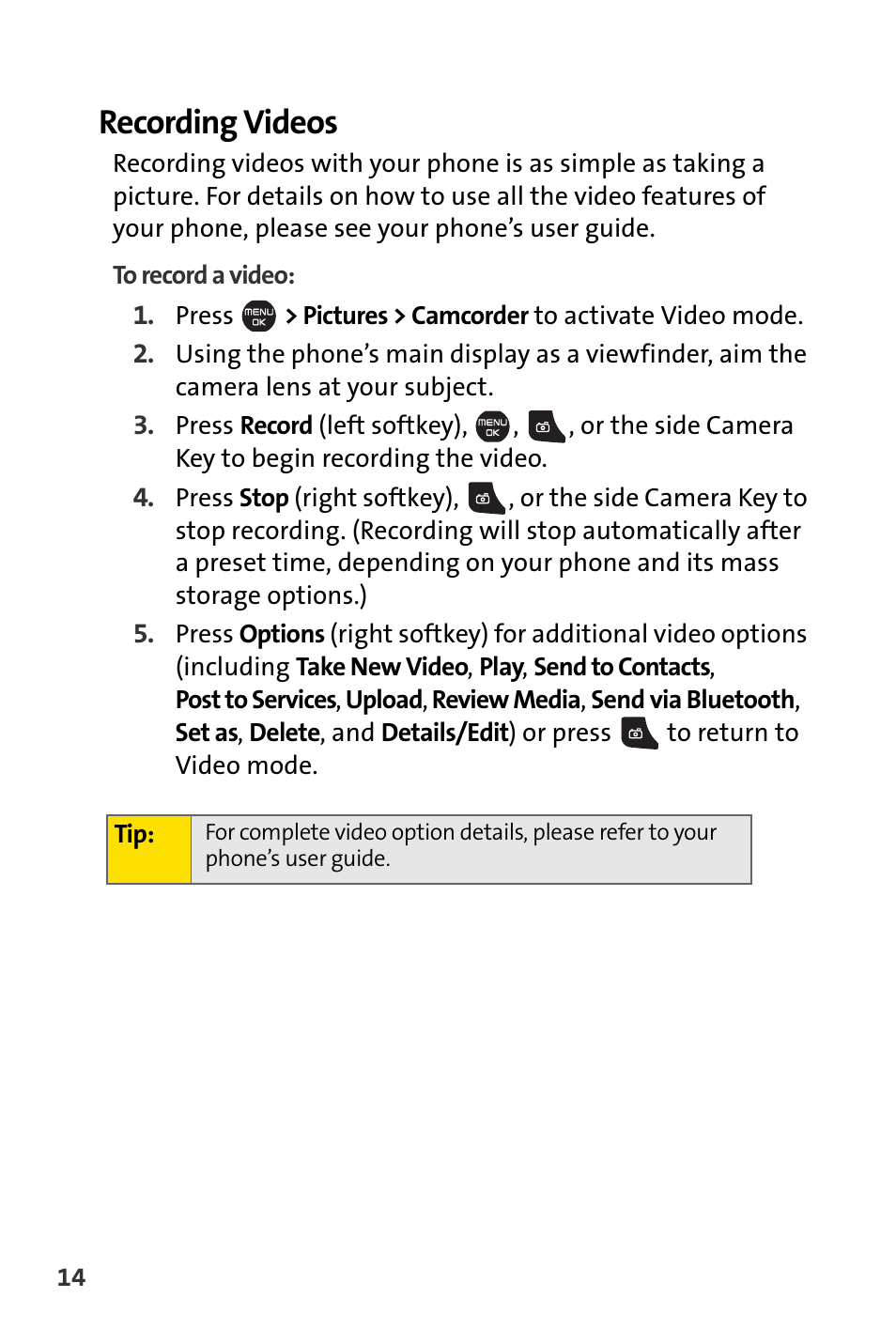 Recording videos | Sprint Nextel Cell Phone User Manual | Page 286 / 336