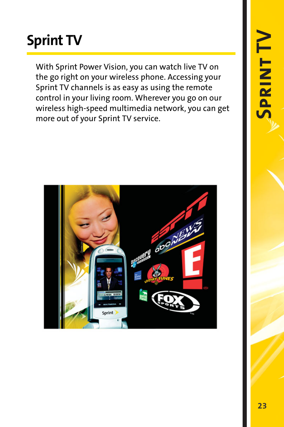 Sprint tv, Spri nt tv | Sprint Nextel Cell Phone User Manual | Page 295 / 336