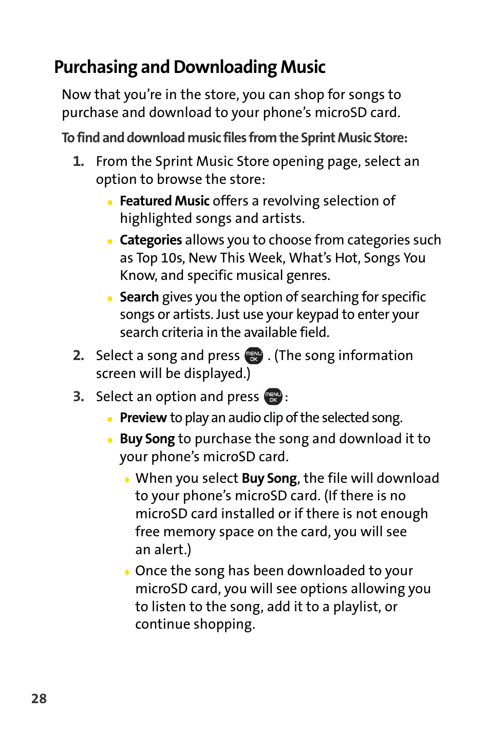 Purchasing and downloading music | Sprint Nextel Cell Phone User Manual | Page 300 / 336