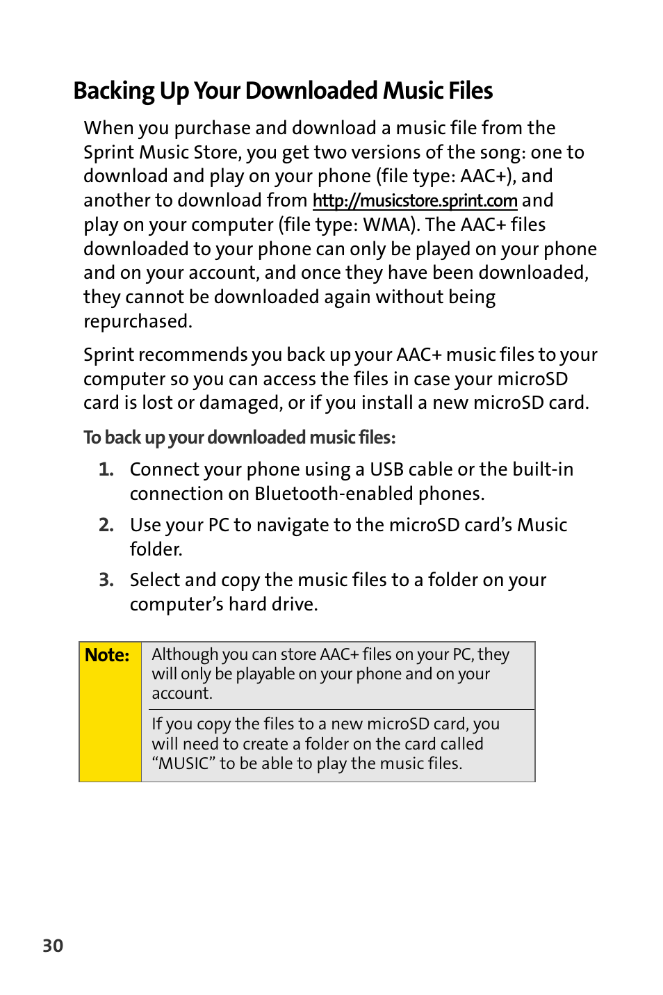 Backing up your downloaded music files | Sprint Nextel Cell Phone User Manual | Page 302 / 336