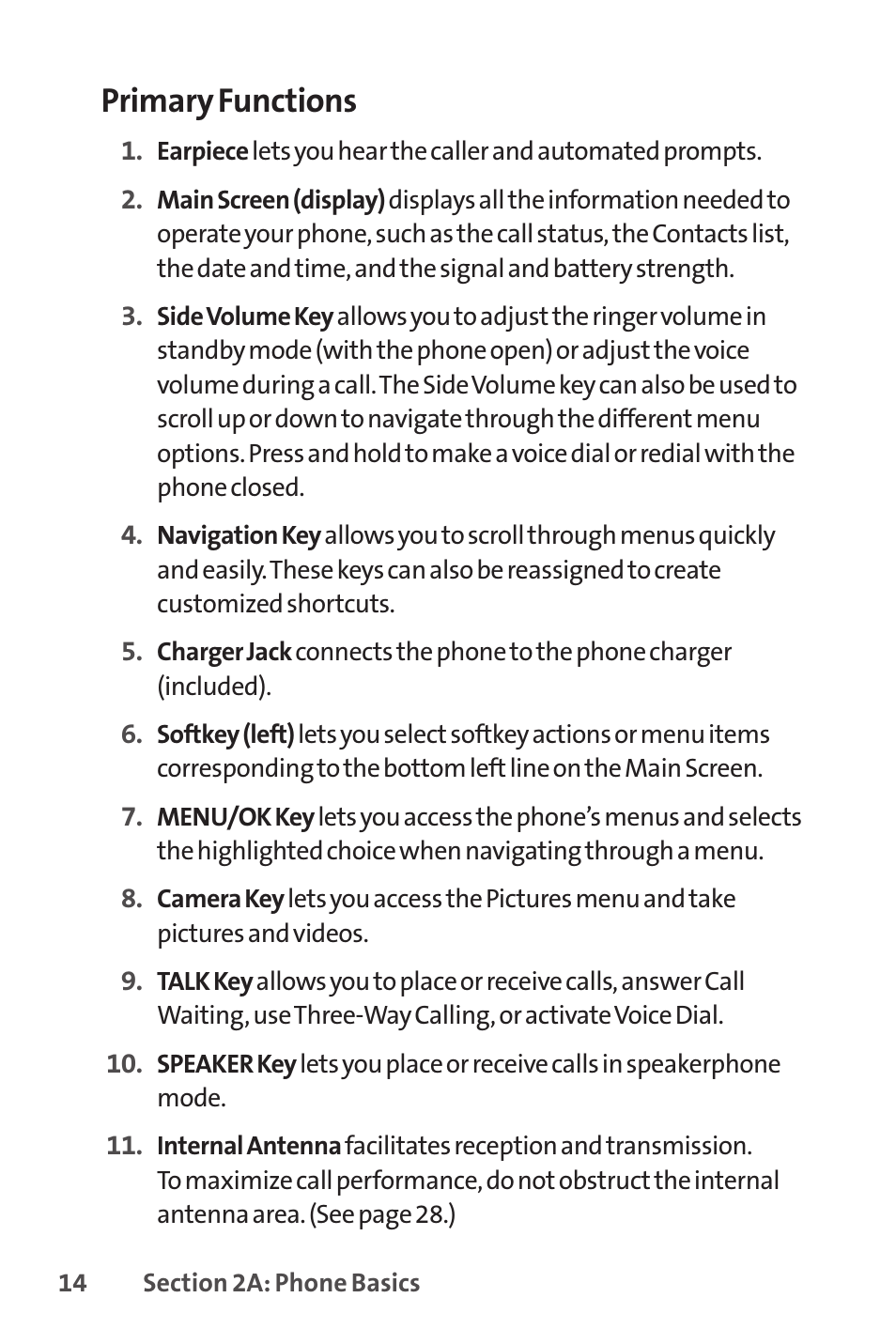 Primary functions | Sprint Nextel Cell Phone User Manual | Page 32 / 336