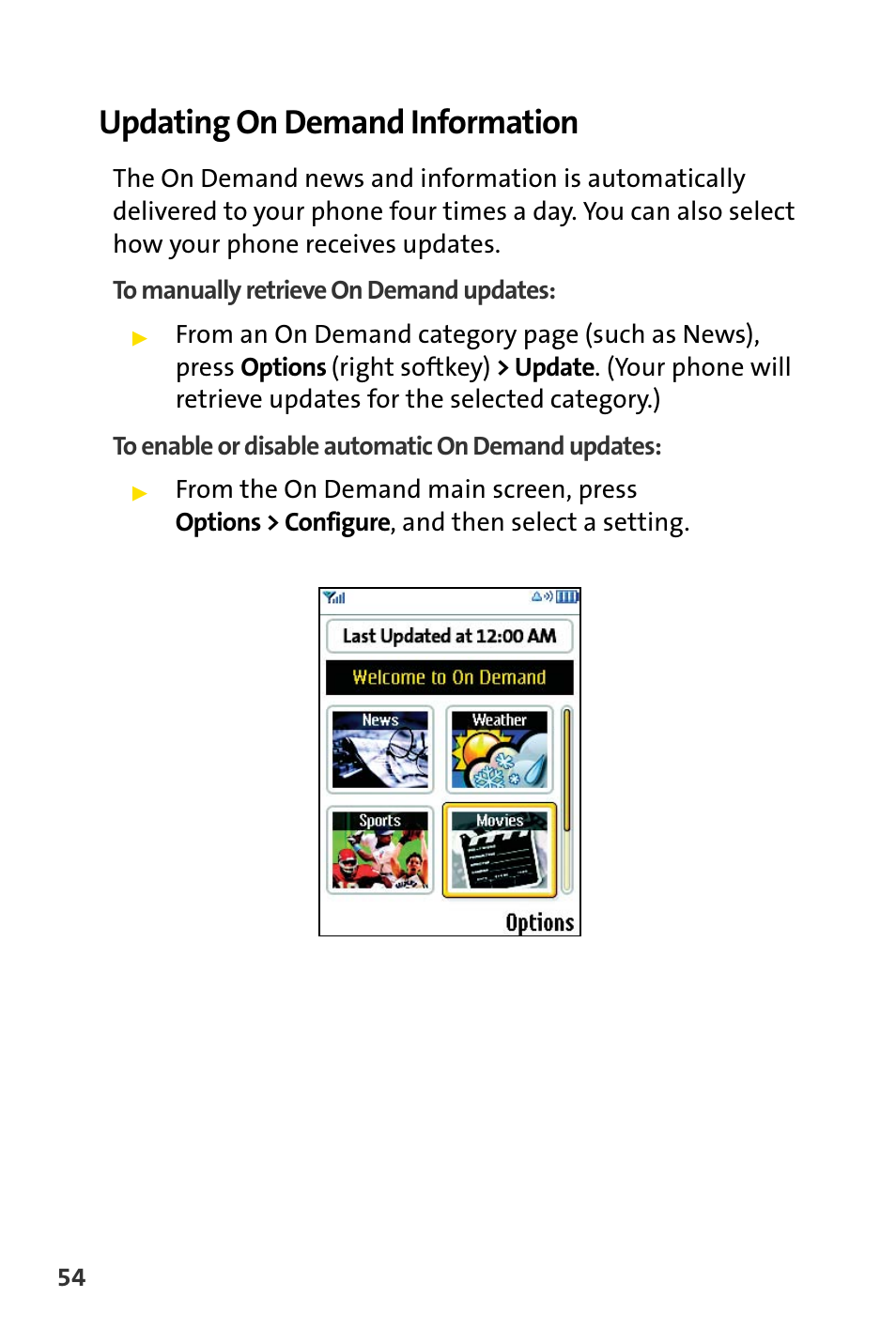 Updating on demand information | Sprint Nextel Cell Phone User Manual | Page 326 / 336