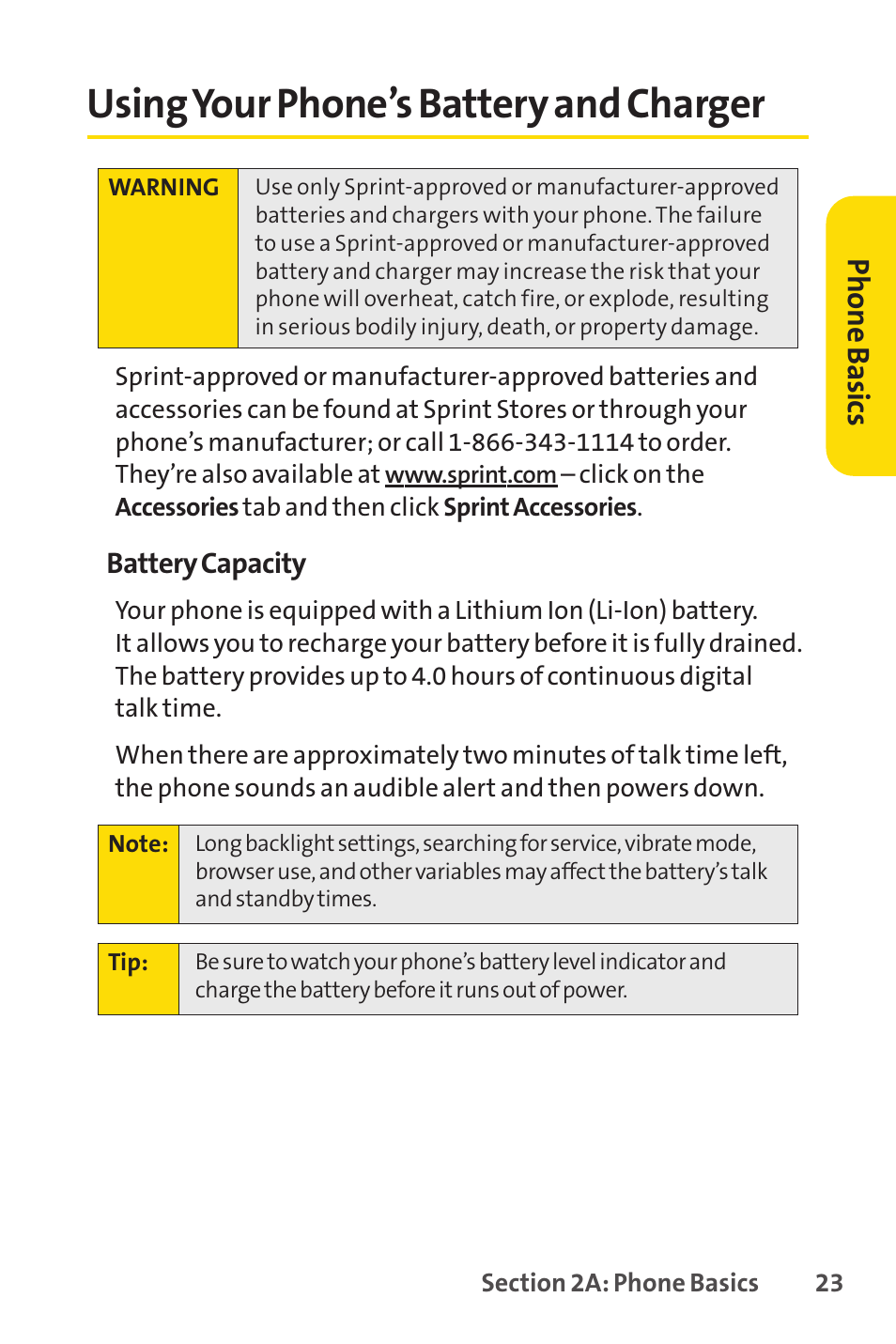 Using your phone’s battery and charger | Sprint Nextel Cell Phone User Manual | Page 41 / 336