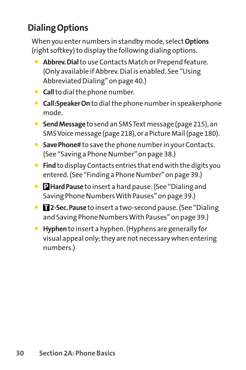 Dialing options | Sprint Nextel Cell Phone User Manual | Page 48 / 336