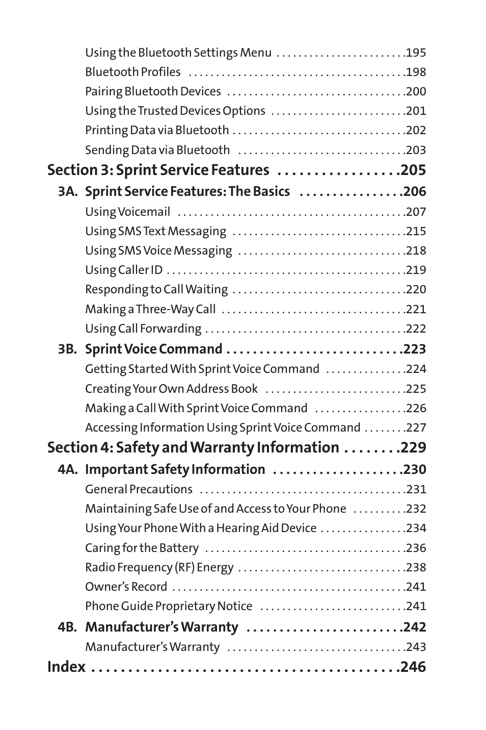 Index | Sprint Nextel Cell Phone User Manual | Page 5 / 336