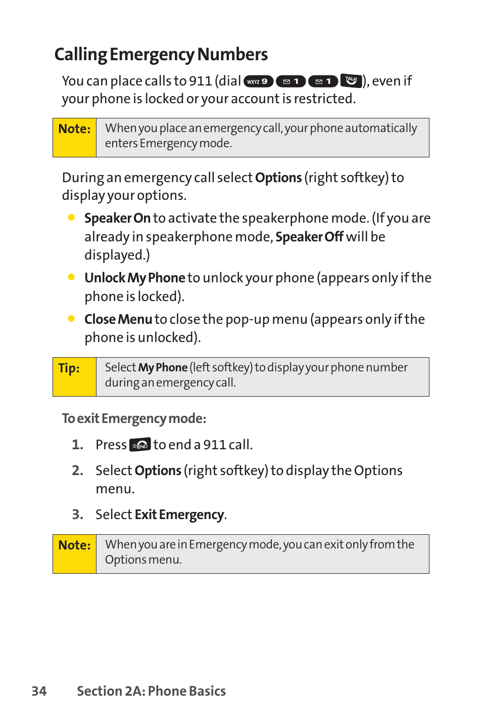 Calling emergency numbers | Sprint Nextel Cell Phone User Manual | Page 52 / 336
