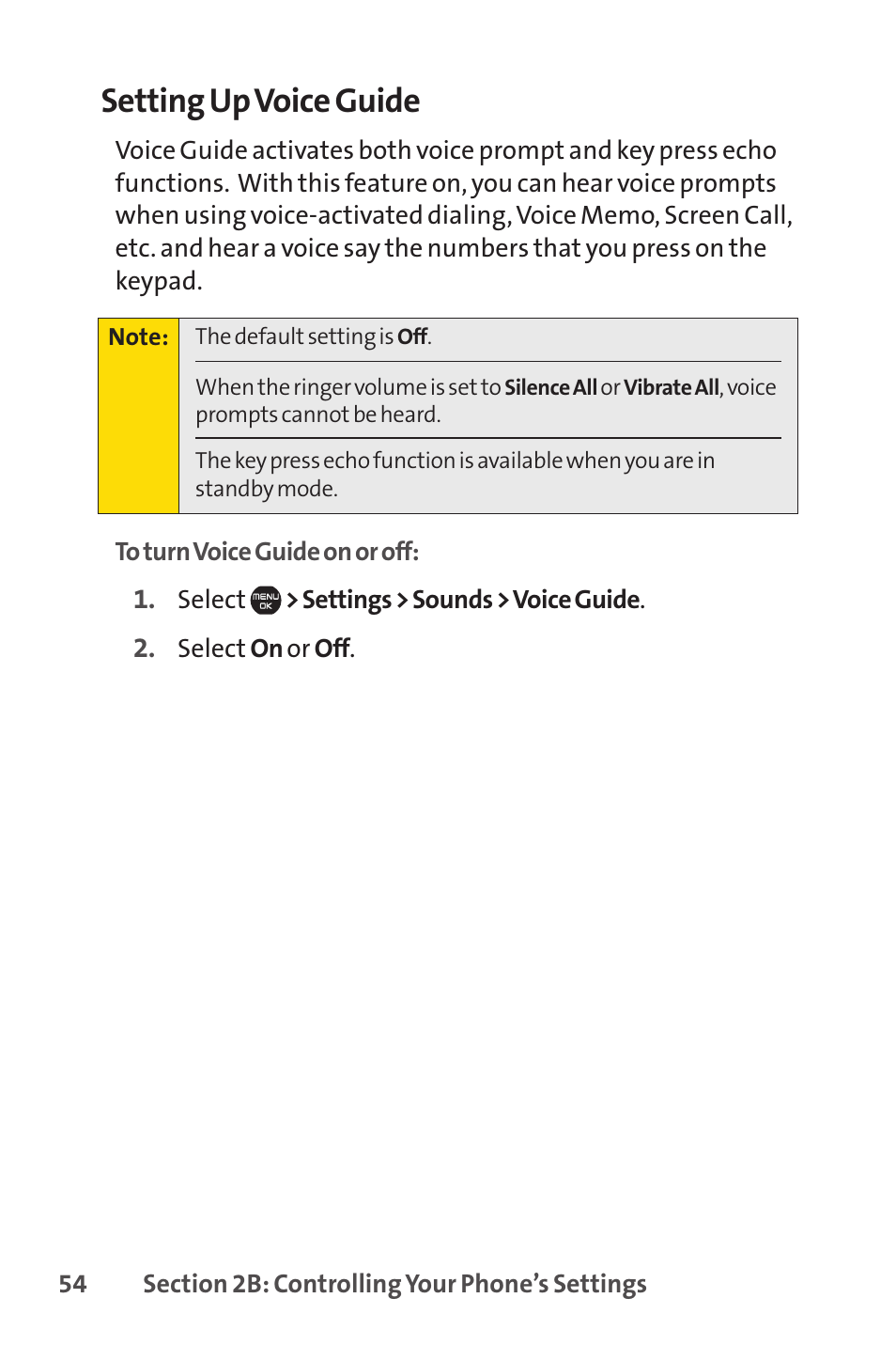 Setting up voice guide | Sprint Nextel Cell Phone User Manual | Page 72 / 336