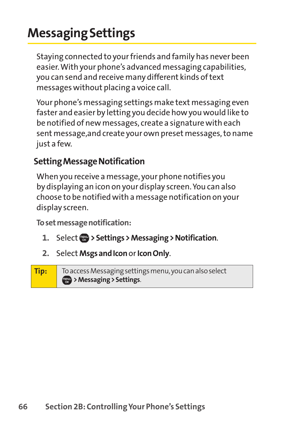 Messaging settings | Sprint Nextel Cell Phone User Manual | Page 84 / 336