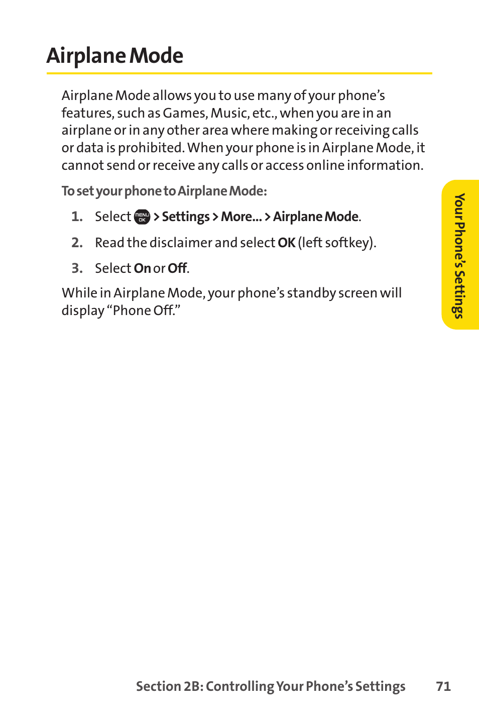 Airplane mode | Sprint Nextel Cell Phone User Manual | Page 89 / 336