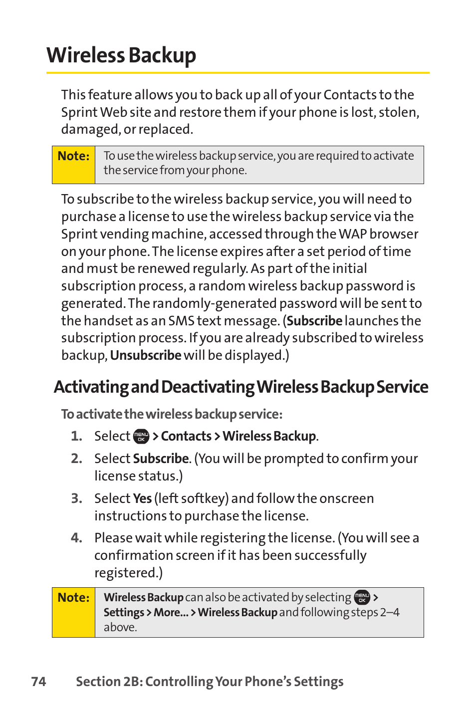 Wireless backup | Sprint Nextel Cell Phone User Manual | Page 92 / 336