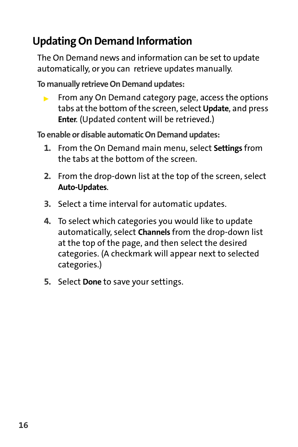 Updating on demand information | Sprint Nextel Stereo Receiver User Manual | Page 18 / 22