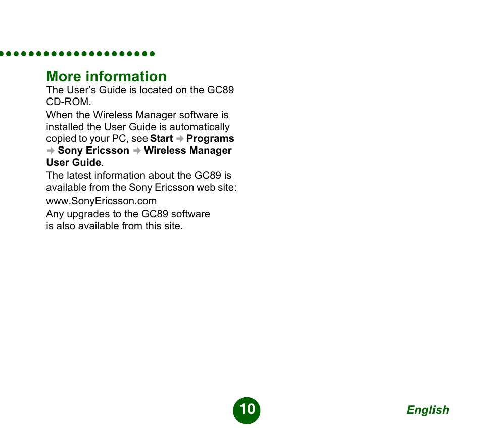 More information | Sprint Nextel GC89 User Manual | Page 10 / 41