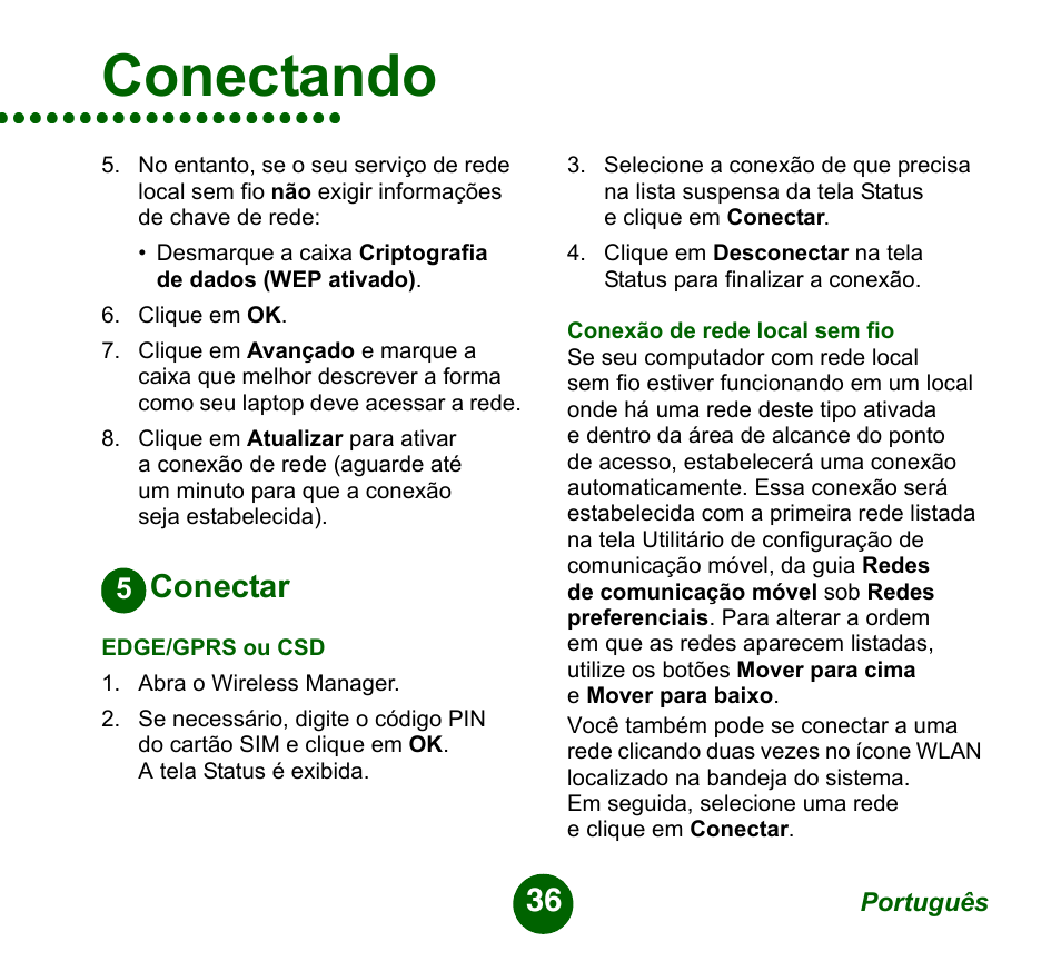 Conectar, Conectando | Sprint Nextel GC89 User Manual | Page 36 / 41