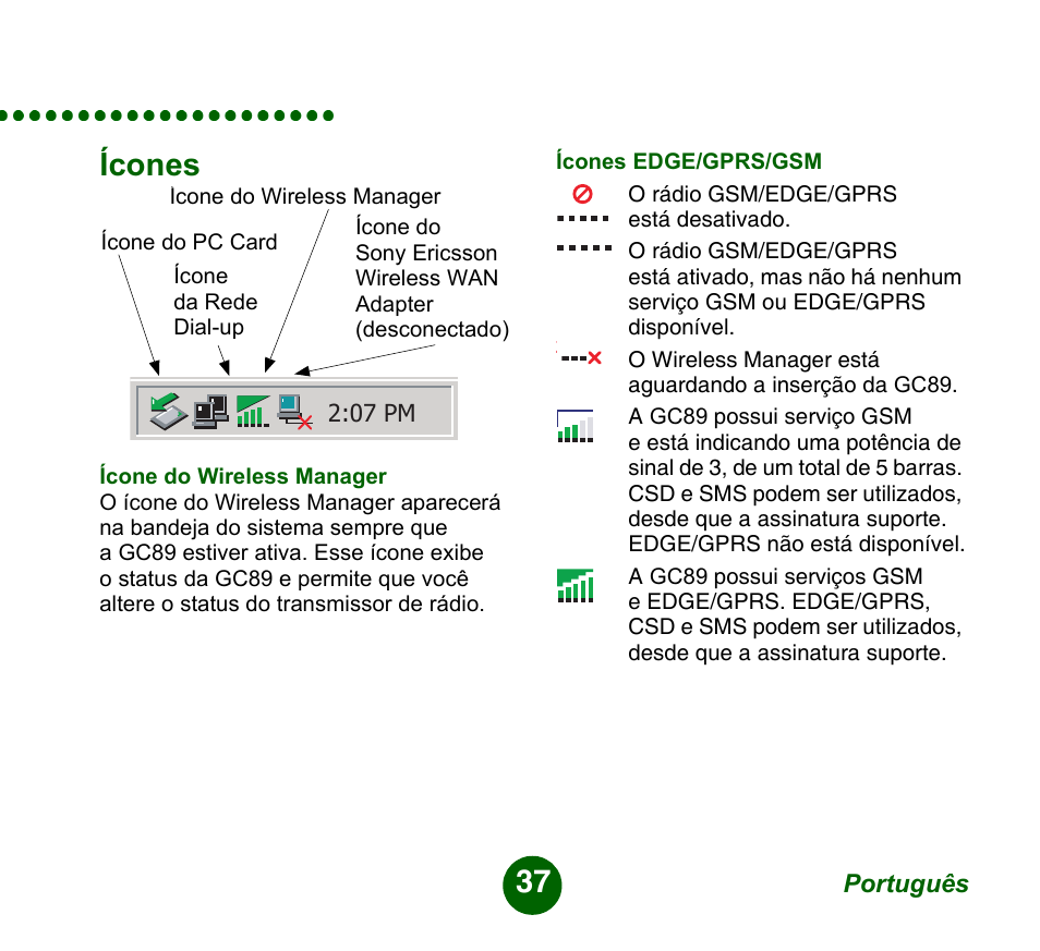Ícones | Sprint Nextel GC89 User Manual | Page 37 / 41