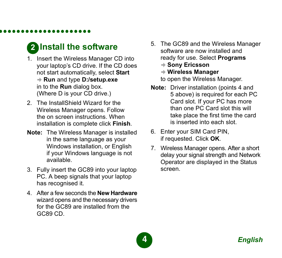 Install the software | Sprint Nextel GC89 User Manual | Page 4 / 41