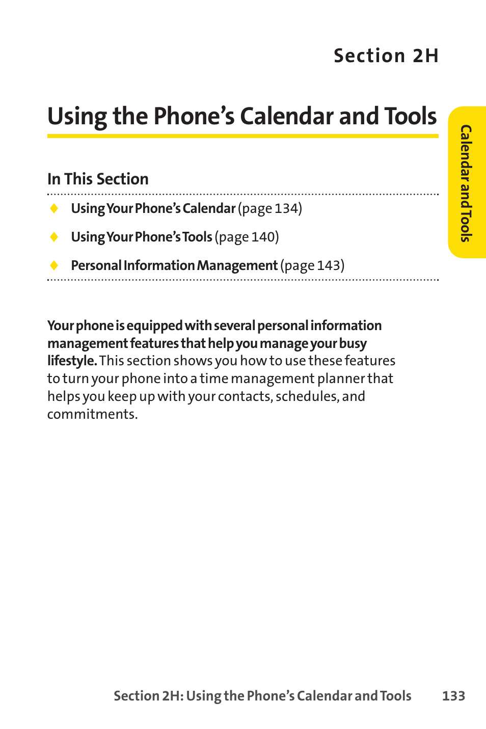 2h using the phone’s calendar and tools, 2h. using the phone’s calendar and tools, Using the phone’s calendar and tools | Sprint Nextel SANYO PRO-700 User Manual | Page 147 / 236