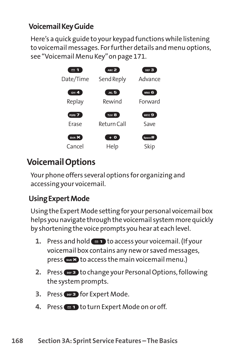 Voicemail options | Sprint Nextel SANYO PRO-700 User Manual | Page 182 / 236