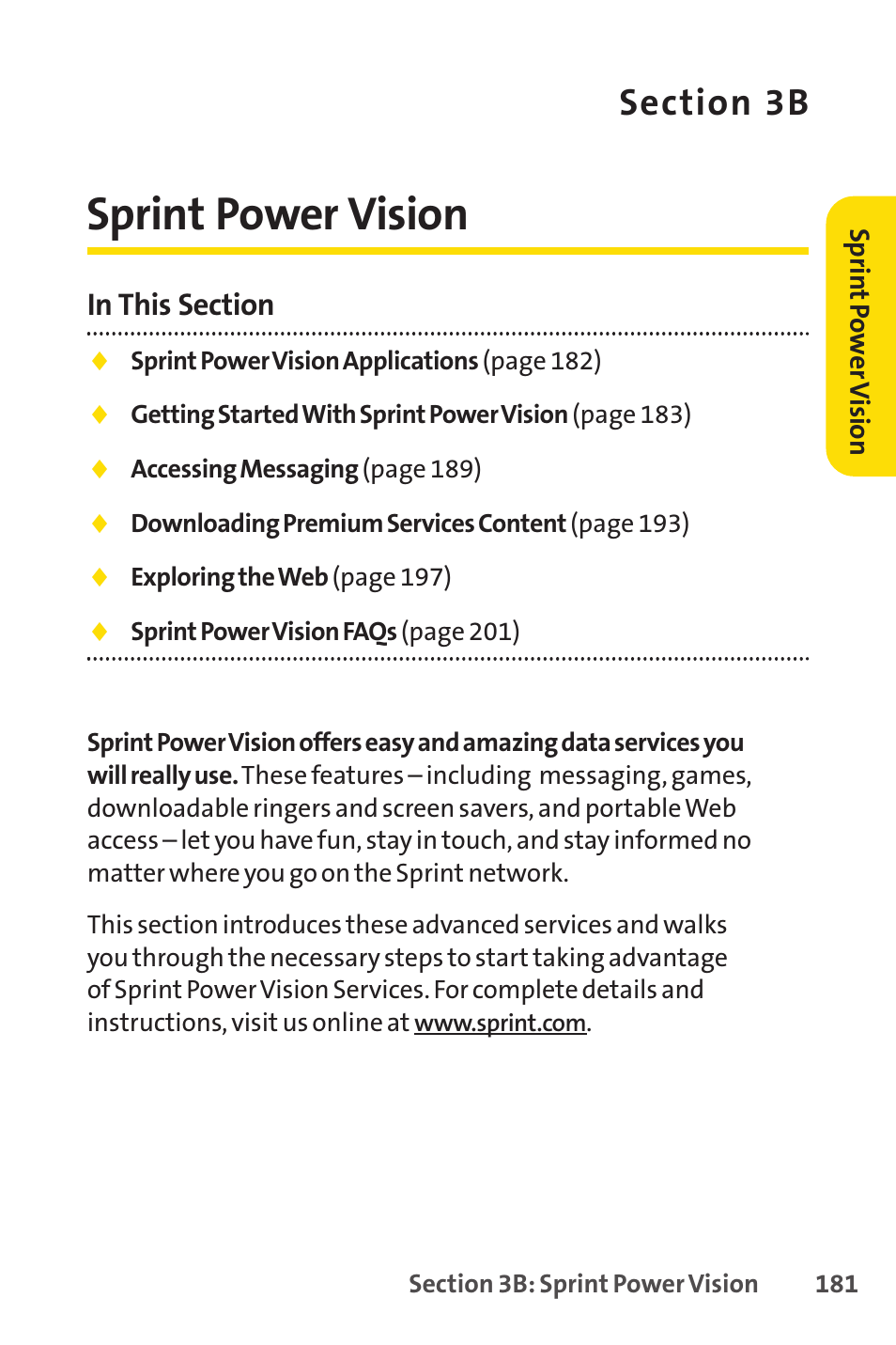 3b sprint power vision, 3b. sprint power vision, Sprint power vision | Sprint Nextel SANYO PRO-700 User Manual | Page 195 / 236