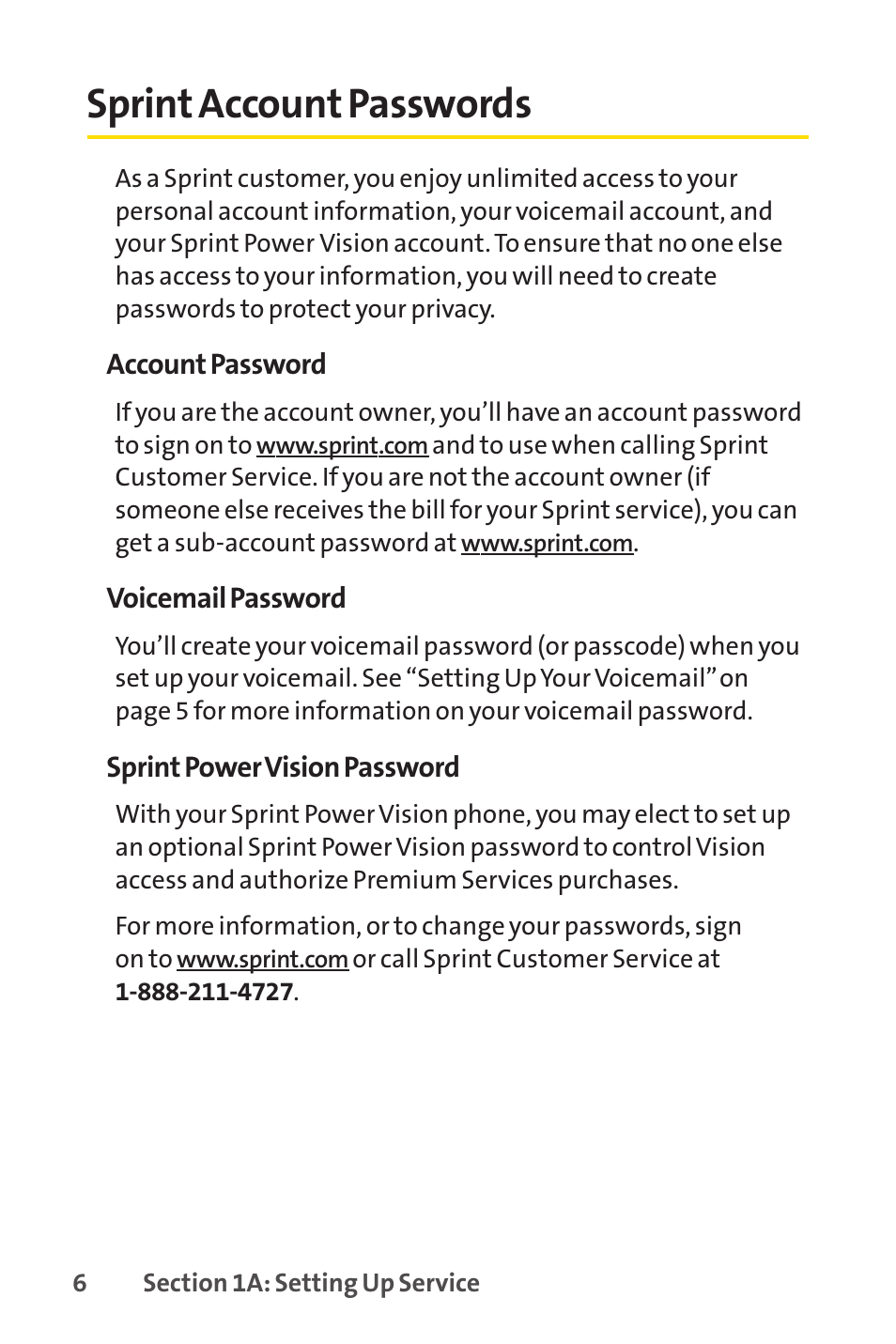 Sprint account passwords, E 6) | Sprint Nextel SANYO PRO-700 User Manual | Page 20 / 236