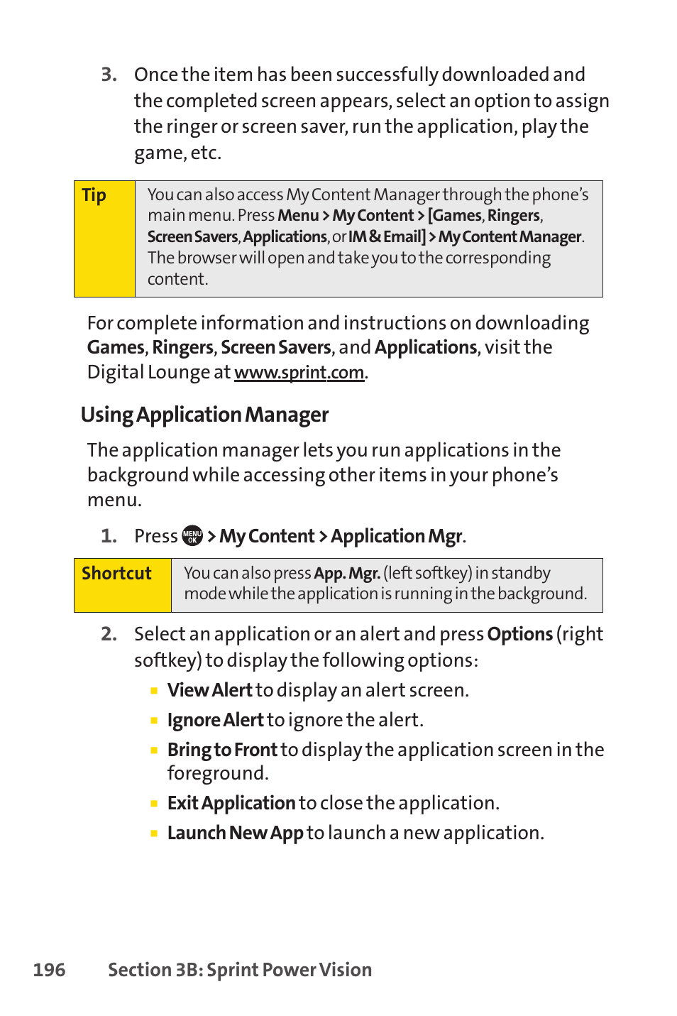 Using application manager | Sprint Nextel SANYO PRO-700 User Manual | Page 210 / 236