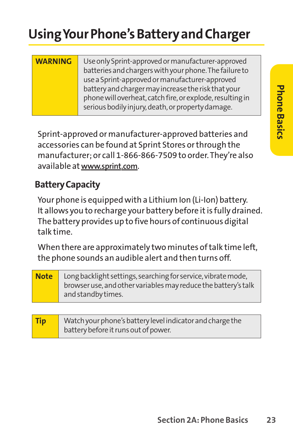 Using your phone’s battery and charger, E 23) | Sprint Nextel SANYO PRO-700 User Manual | Page 37 / 236