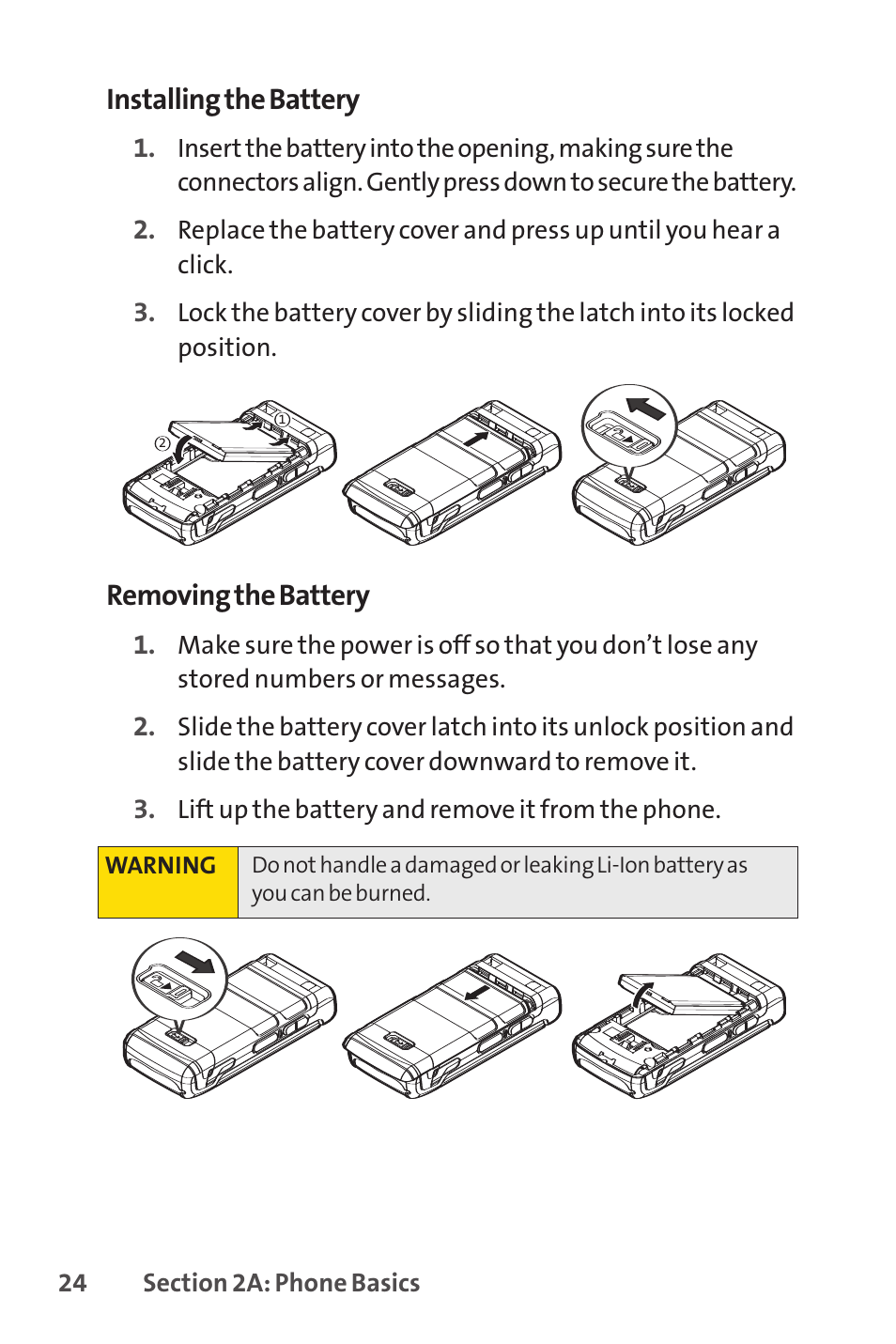 Installing the battery, Removing the battery | Sprint Nextel SANYO PRO-700 User Manual | Page 38 / 236
