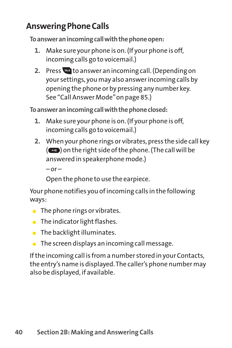 Answering phone calls | Sprint Nextel SANYO PRO-700 User Manual | Page 54 / 236