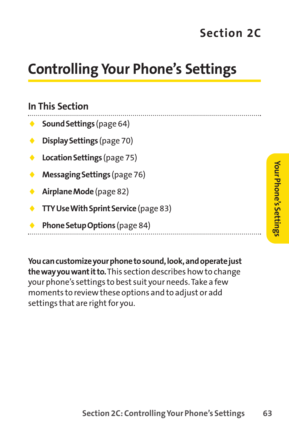 2c controlling your phone’s settings, 2c. controlling your phone’s settings, Controlling your phone’s settings | Sprint Nextel SANYO PRO-700 User Manual | Page 77 / 236