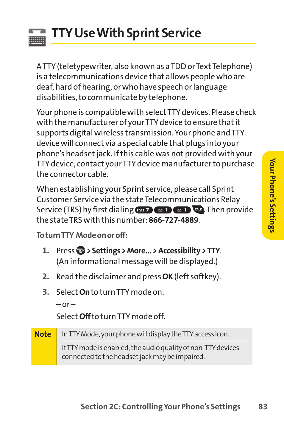 Tty use with sprint service, E 83), Tty usewith sprint service | Sprint Nextel SANYO PRO-700 User Manual | Page 97 / 236