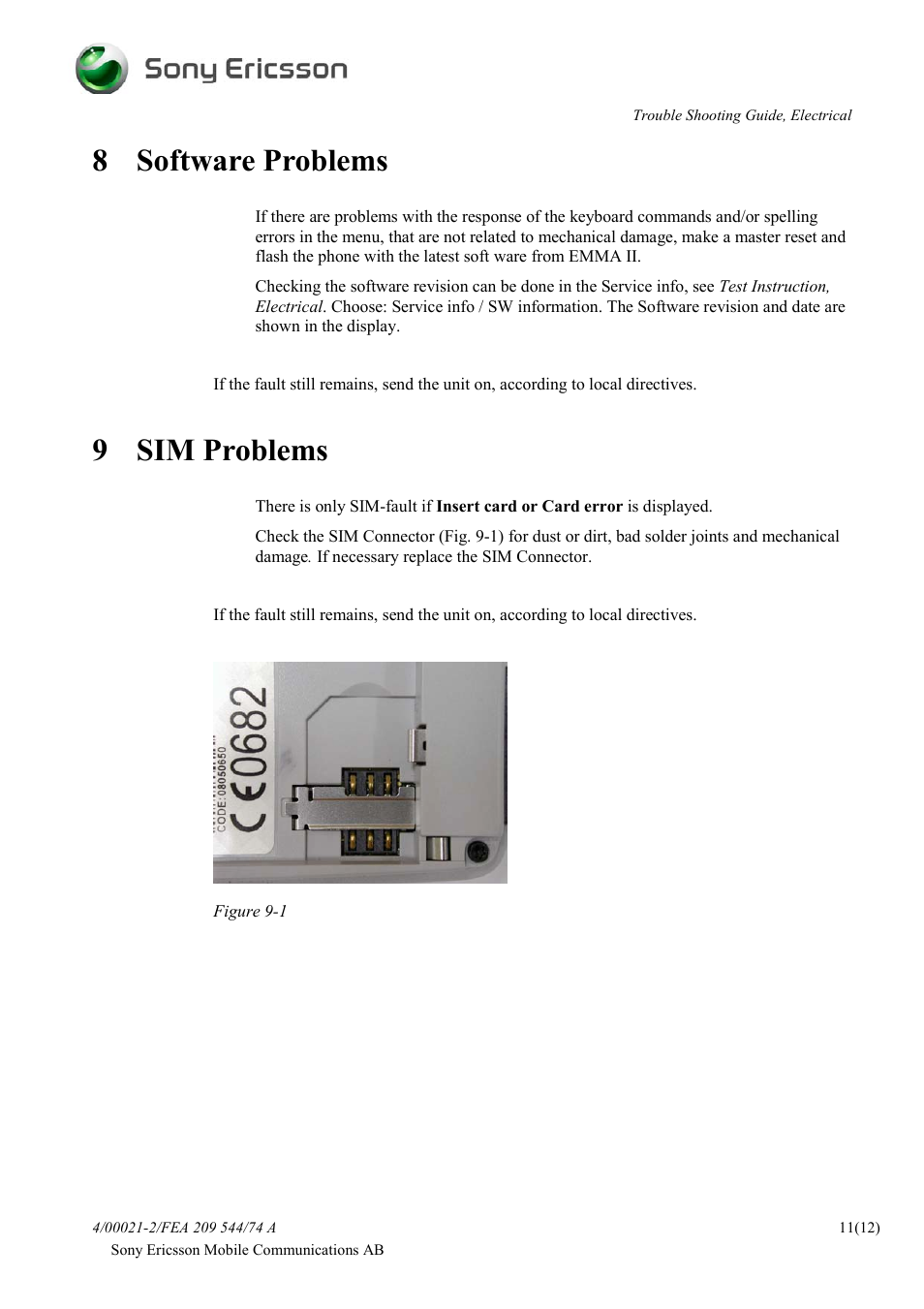 8 software problems, 9 sim problems | Sprint Nextel T600 User Manual | Page 11 / 12