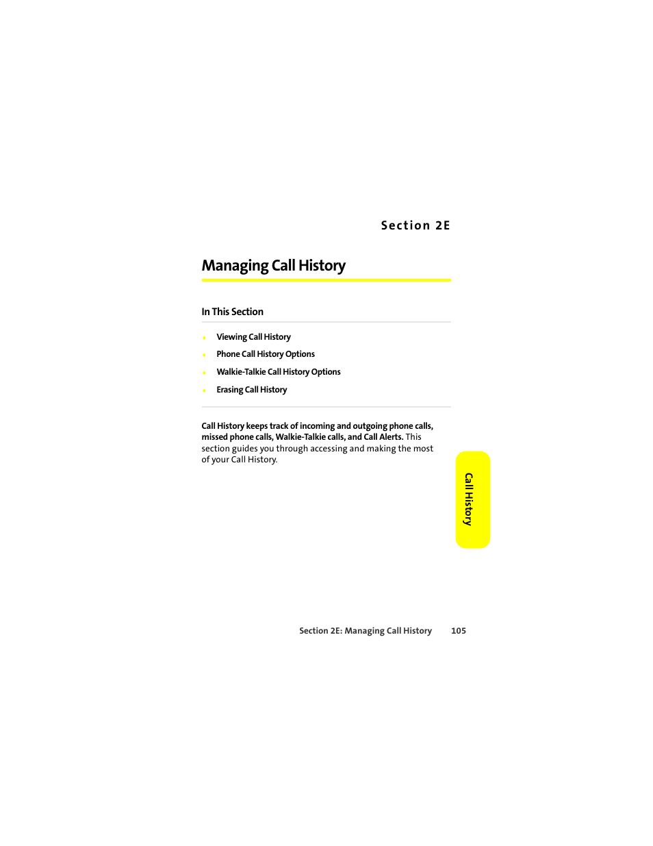 Managing call history | Sprint Nextel ic502 User Manual | Page 119 / 226